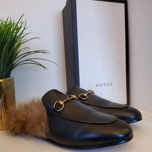 GUCCI PRINCETOWN MULES W/ REAL FUR 38.5
